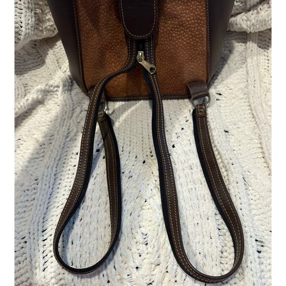 Vintage Leather Backpack Shoulder Bag Rucksack Convertible Western Cowboy Rustic main image 8